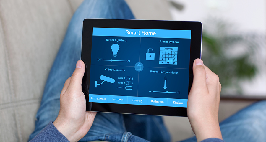 The ability to access and control security components from a mobile device is one of the top smart home trends in Ocala. Close-up of smart home security app.